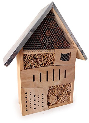 small foot Insektenhotel Weltreise aus Holz, Bienenhotel und Nisthilfe zum Aufhängen, Insektenhaus mit Metalldach, 1269