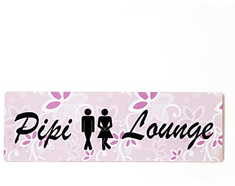 Deko Shabby Chic Schild Pipi Lounge Vintage Holz Türschild in rosa zum Kleben