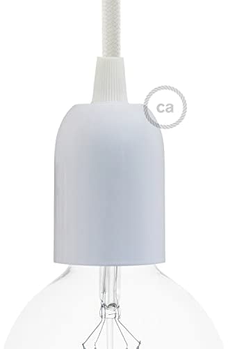 creative cables Kit Douille E27 hémisphérique en métal - Blanc Brillant