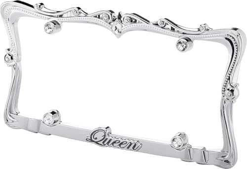Cruiser Accessoires 22630 Chrome/Clair 'Queen' Cadre de Plaque d'immatriculation avec Fermeture caches