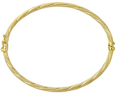 Citerna 9 ct Yellow Gold Diamond Cut Twisted Stripe Bangle of Diameter 55 mm