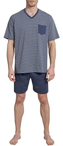 Ceceba Herren Shorty, V-Ausschn. Zweiteiliger Schlafanzug, Blau (Melange-Garden 8452), X-Large (Herstellergröße:54)