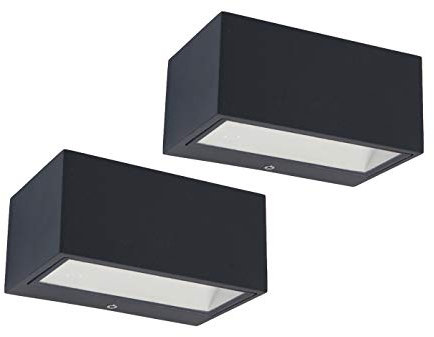 Lutec Eckige LED Außenwandleuchten im 2er Set mit Up- & Downlight aus ALU in Anthrazit, 14cm breit, IP54