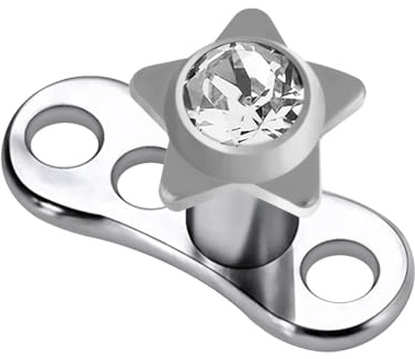 Klar Crystal Stein Sterne 316L chirurgischen Stahl Spitze mit G23 Grade Titan Basis Micro Dermal Anchor Piercing-Schmuck