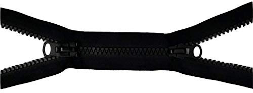 Jajasio 2 Wege Reißverschluss 100cm lang, 5mm Kunststoff Zweiwege Farbe: schwarz