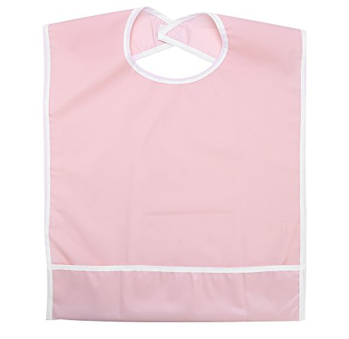 FILFEEL Adult Lätzchen Kleidung Protector, wasserdicht Essenszeit Lätzchen Elder Disability Aid Cook Esskleidung Waschbares PVC, 19,69 x 31,50 Zoll (Orange Pink)