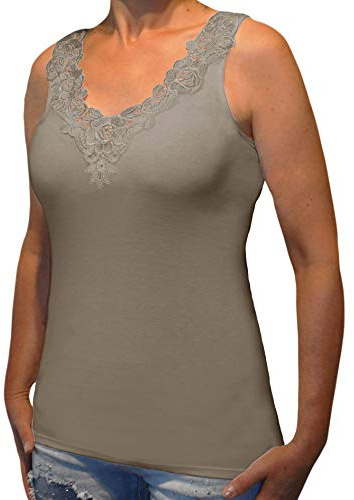 Toker Collection Hübsches Damen Unterhemd mit extra breiter Spitze in versch. Farben