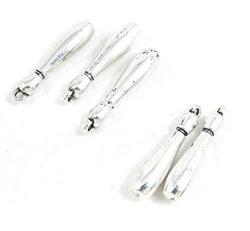 Antik Silber Ton Schmuck Charms I4KX1V Bowling Pin Basteln Basteln Basteln Perlen silberfarben antik-optik