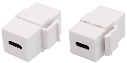 AAOTOKK USB C Adaptador Keystone Jack USB 3.1 Tipo C Hembra a Hembra Keystone Adaptador de Acoplador de Enchufe para Panel de Salida de Placa de Pared (Blanco/2 Unidades)