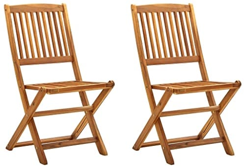 vidaXL 2X Akazienholz Massiv Gartenstuhl Klappbar Hochlehner Stuhl Klappstuhl Holzstuhl Gartenstühle Stühle Essstuhl Balkon Terrasse