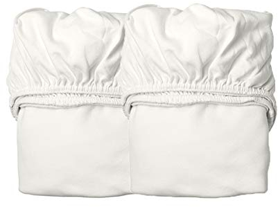Leander Laken/Spannbetttücher - 2 Stück für Leander Juniorbett + Luna Babybett 140x70cm - Farbe: snow