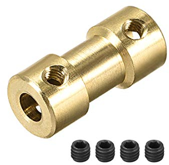 sourcing map 4 Stück Kupfer Wellenkupplung Verbinder 4mm bis 4mm Bohrung Starre Kupplung, 20 mm Länge 9 mm Durchm. Messington