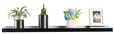 iTrend High Gloss Black Floating Wall Shelf 80CM