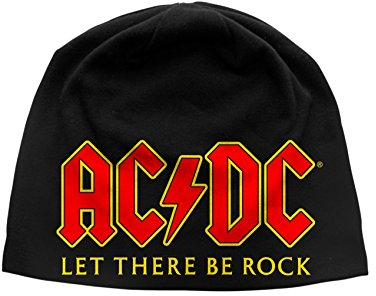 AC/DC Mütze Beanie Cap Let There Be Rock Album Logo offiziell Nue Schwarz One One Size