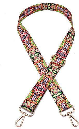 ZOUIQSS Damen Goldfarbene Bunter Schultergurt längenverstellbarer breiter Tragegurt Schultergurt für Handtaschen 3.8cm breit 73-125cm-Schultergurt für Handtaschen((3.8CM) Paisley)