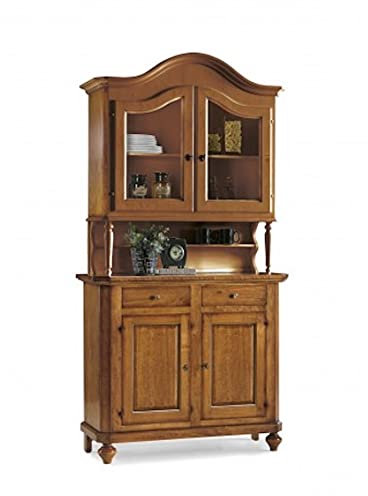 Mar.c.a. Design - Vitrine de salon élégant en bois de peuplier, cristal couleur noyer foncé avec 2 portes - Meuble de salon, Arte Povera Made in Italy - Mis. 104x43x219h