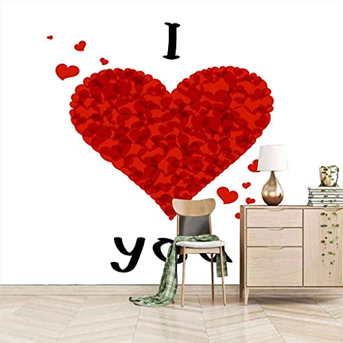 FVGKYS 3D Tapete Art Wandbild Fototapete Für Wohnzimmer Schlafzimmer Küche Kinderzimmer Rotes Herz Kreativ Selbstklebend Aufkleber Poster Hintergrund Dekoration Benutzerdefinierte 150x105cm