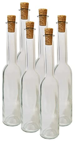 Stylish Glass Bottle With Cork - DIAH Vinegar, Oil, Liqueur, Schnapps, Juice Bottles for Filling Yourself (12 x 200ml)