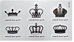 Tattoodrucker 2 x Krone Tattoo Karte - King and Queen Schriftzug - Temporary Haut Tattoo - HC130 (2)