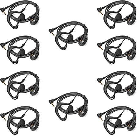 HYSHIKRA Kopfhörer in G-Form 2,5 mm mit Mikrofon und 1 Pin Walkie Talkie Pingring kompatibel mit Motorola TLKR T60 T61 T62 Extreme Hunter HYT TC-320 2-Wege-Radio (10 Stück)
