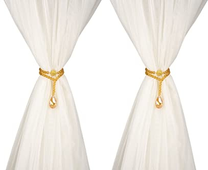 SUQ I OME Raffhalter und Raffhalter mit Kristallperlen, magnetisch, für Vorhänge, Champagner, 2 Stück