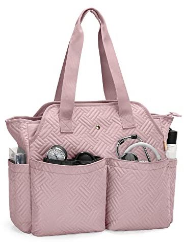 Fasrom Borsa da infermiera per infermiere da lavoro con scomparto per laptop per studenti di infermieristica o medici, Rosa