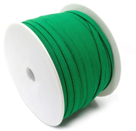 Matsa 100 m Cinta Crochet de 5 mm | Goma Costura y Confección | Banda Elastica Colores 180% Elasticidad, Poliéster, Verde, Normal