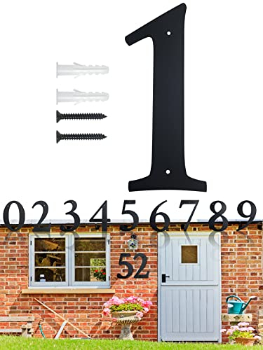 Moderne Extra Große Hausnummer, Massivem Stahl in Schwarz, Feinstruktur Pulverbeschichtet Höhe 28cm DIY-Adressennummern für Haus, Tor, Gebäude - Ziffer 1