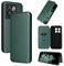 Jeelar ESONG Coque pour OnePlus 10T 5G,Premium en Cuir Fibre de Carbone Flip Case avec Fentes pour Cartes/Fermeture Magnétique/Fonction Support,Protection Etui Housse,Anti-Choc Phone Case - Vert