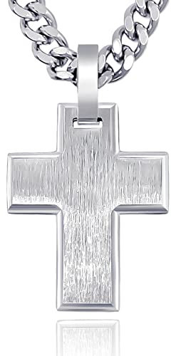 RUGGED steel Herren Edelstahl Panzerkette mit Kreuz-Anhänger (inkl. Schmuck-Box)