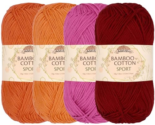 JubileeYarn Bamboo Cotton Sport Yarn - 50g/Skein - Shades of Orange - 4 Skeins