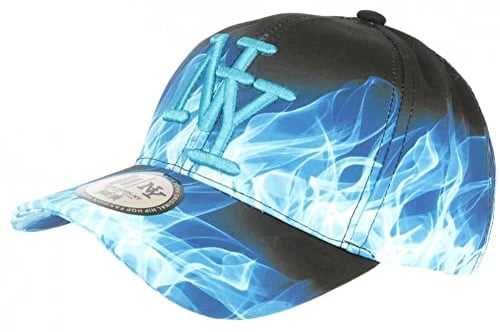 Hip Hop Honour Kappe NY, Blau und Schwarz, Design Streetwear, Baseball Fire – Größe: Einheitsgröße – Farbe: Blau – Unisex