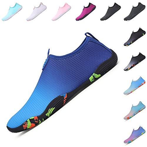 Baofular Chaussures Aquatiques Homme Femme Chaussure de Plage Confortable été Chaussette de Piscine Antidérapante Chaussures d'eau pour Yoga Surf Natation Mer Sport Aquatique Bleu 43 EU