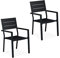 Relaxdays Gartenstuhl 2er Set, HBT 90 x 53,5 x 59 cm, Balkonstühle m. Armlehnen, Metall, Moderne Terrassenmöbel, schwarz