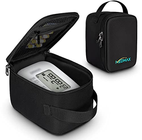 MEDMAX Carrying Case Compatible with OMRON Blood Pressure Monitor Silver BP5250 / Bronze BP5100 / Upper Arm 3 Series, Portable Storage Organizer Bag with Handle (Bag Only) (Black)