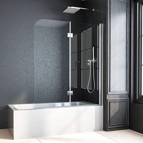 Duschwand für Badewanne 110x140 cm faltbar 2 teilig 6mm NANO ESG Sicherheitsglas Badewannenaufsatz