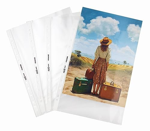 noti PLASTOREG - Prospekthüllen - Klarsichtfolien DIN A4 Premium glasklar transparent 100 Stück gelocht mit weißem Streifen extra stabil und Stark