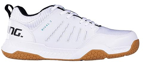 Salming Rival - Zapatos de squash para hombre (blanco/supersónico) y colores negro/blanco (Squash, raquetball, voleibol, floorball), Blanco, 44 EU