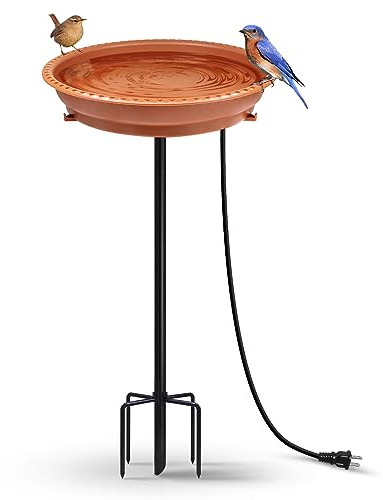 Bird Wish Beheizte Vogeltränke, Stabiler 5-Zinken-Metallsockel, Thermostat-Kontrolle, Wetterbeständigkeit, alle Jahreszeiten erhältlich, 75 W, beheizte Vogeltränke für den Außenbereich, für Winter