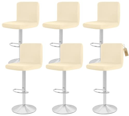 Showgeous 6 Stück Bar Stuhlhussen,Barhocker Abdeckungen Stretch Abnehmbare Esszimmerstuhl Abdeckungen für Kneipentheke,Dining Chair Barhocker Zähler Schonbezüge Esszimmer Stuhl Schonbezug(Beige)