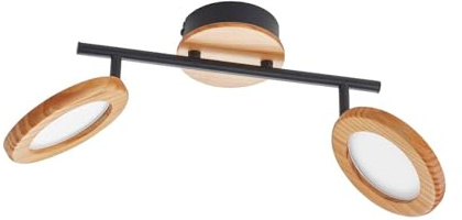 Lindby LED Deckenlampe dimmbar über Wandschalter, Deckenstrahler drehbar und schwenkbar Deckenleuchte Holz Deckenspot Wohnzimmerlampe Küchenspot