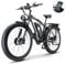 Kinsella KETELES K800 dual motor 26-inch fat tire mountain electric bike 48V 23AH battery, 4 color options, 21 speeds, color display,Hydraulic brakes, UK Warehous (Black white)