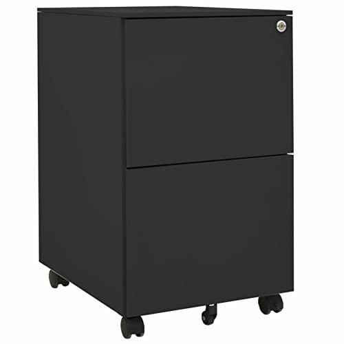 ZEYUAN Aktenschrank mit Rollen, Stahlschrank, Aktenregal, Werkzeugschrank, Büroschrank, Lagerschrank, Ordnerschrank, Anthrazit 39x45x67 cm Stahl