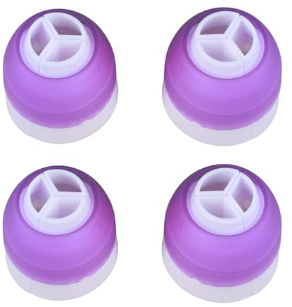 4 Pack Russian Piping Tips Couplers for Piping Bags, Icing Piping Kit 3 Hole Converter Pastry Bag Mounting Nozzle Purple Triple Pipe Adapter Decorating Kit Cream for Cupcake Baking Icing Cake