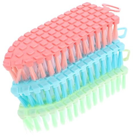 minkissy 3pcs Soft Fingernail Brush Nail Dust Cleaner Set with Flexible Handle Multi-Purpose Nail Scrubber and Shoe Cleaning Brush for Home Use