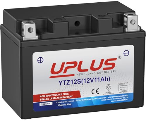 UPLUS UPZ12-4-1 Replacement for YTZ12S Motorcycle Powersport Battery, 12V 11Ah, CCA 165A, AGM-Maintenance Free Sealed Batteries for Motorcycle, ATV's, Personal Watercraft and Snowmobiles
