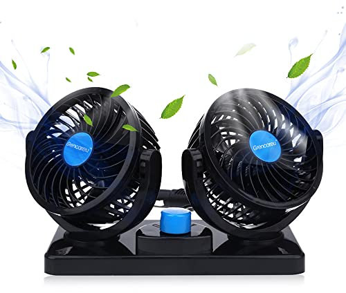 Gamexop Ventilador Coche Doble 12v Electrico Ventilador Ligero Negro para Auto con Encendedor de cigarrillos Enchufe