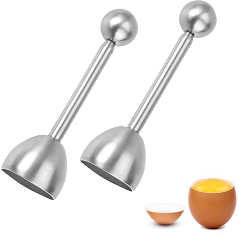 Lot de 2 Ouvre-Œufs en Acier Inoxydable,Ouvre Oeuf Coupe Oeuf à la Coque Outil de Cuisine,Coupe-Coquille pour Oeufs durs et Mous, Toqueur Oeuf
