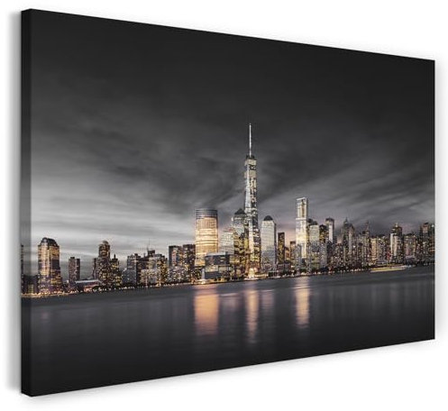 Printistico Leinwandbild (80x60cm) New York Skyline mit Wolkenkratzern, USA - Amerika Fotografie, echter Holz-Keilrahmen inkl. Aufhänger, handgefertigt in Deutschland