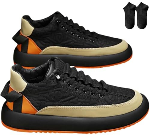 MKFTSM Bequeme Plateau-Sneaker für Herren, Schuhe mit weiter Passform und Dämpfungsleistung, leichte, rutschfeste Wanderschuhe zum Schnüren